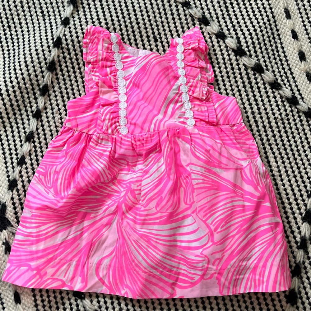 NWT Lilly Pulitzer Pink Fronds Place baby shift dress & bloomers 6-12 mos